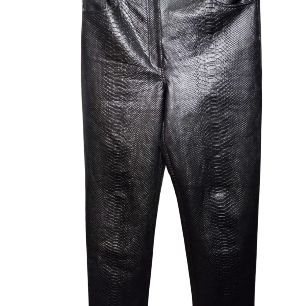 Black Snakeskin Pattern Pants - image 1